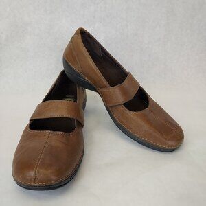Merrell Brio Saddle Mary Jane Women's Size 8.5 Brown Leather Wedge Comfort Shoes
